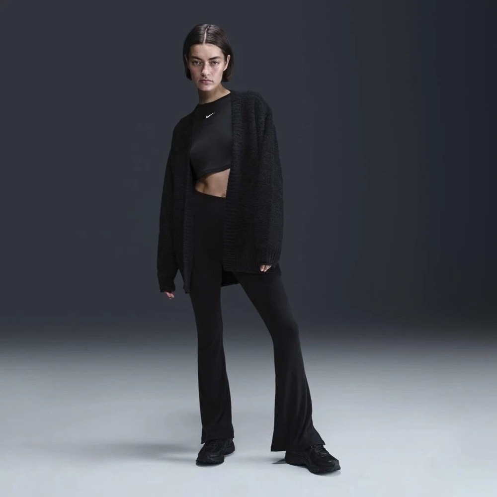 Nike Phoenix Cozy Knit Bouclé Oversized Cardigan Womens Large Black FZ1711 010